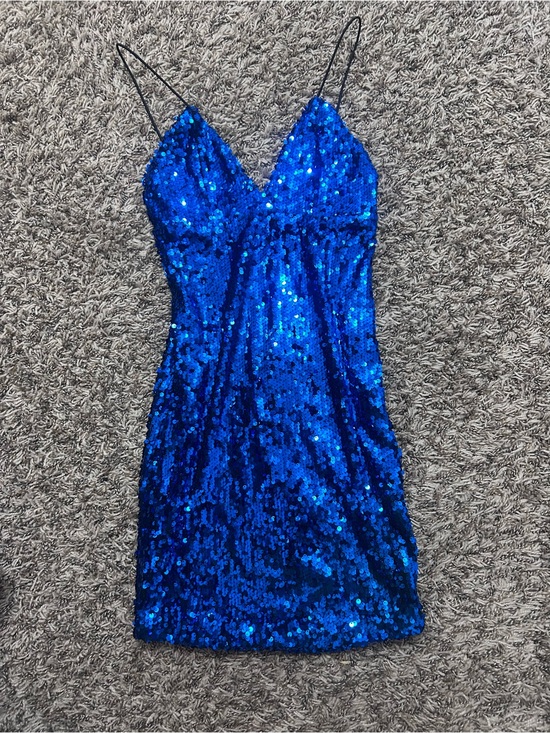 Lulus Dresses & Skirts - Lulu's Electric Blue Sequin Mini Slip Dress